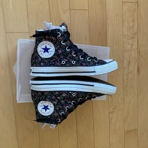 Converse Black Floral High-Top Sneakers